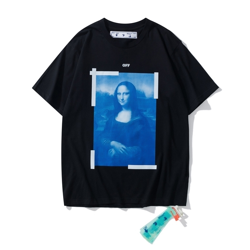 

2021 summer new Mona Lisa portrait print ow couple's Short Sleeve T-Shirt MSXF M7ES, White;black