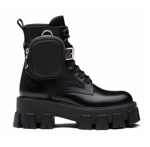 

Women Designers Rois Martin Boots and Nylon military inspired combat bouch attached to the ankle with bags Autumn winter fashion style Chirstmas shoes, 1.black