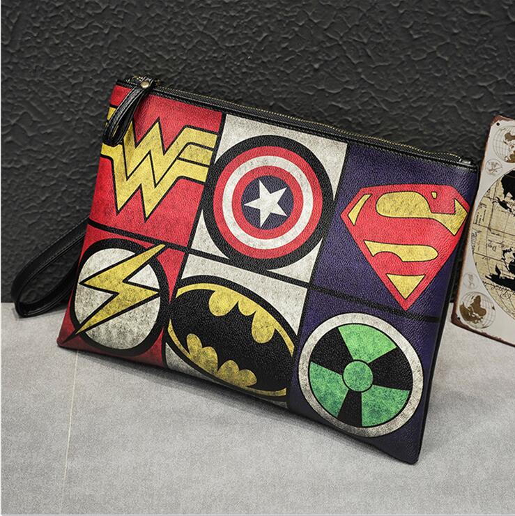 

Factory wholesale men brand shoulder bags retro totem printing storage wallet street trend leathers wrist bag personality contrast casual leather handbag