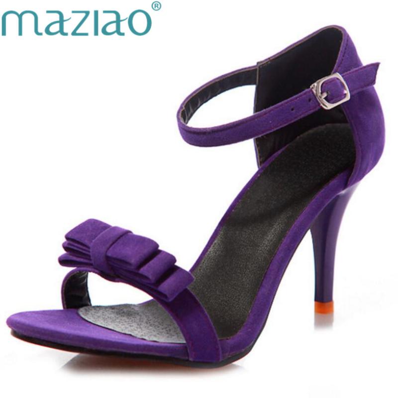 

Sexy Breathable Wedge Sandals Big Size Concise Suede Bowknot High Heels Women Ankle Strap Shoes Open Toe MAZIAO, Black
