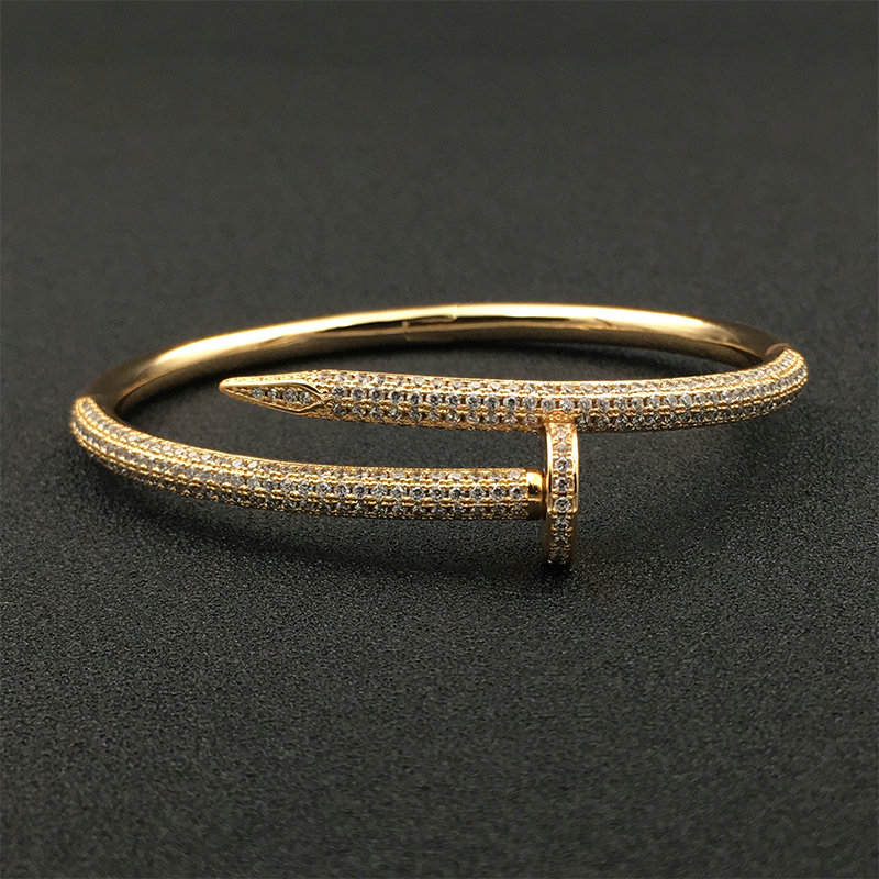 

Full Diamond Bracelet Women Men 18k Gold Plated Bangle Bracelets Jewelry For Lover Gift no box