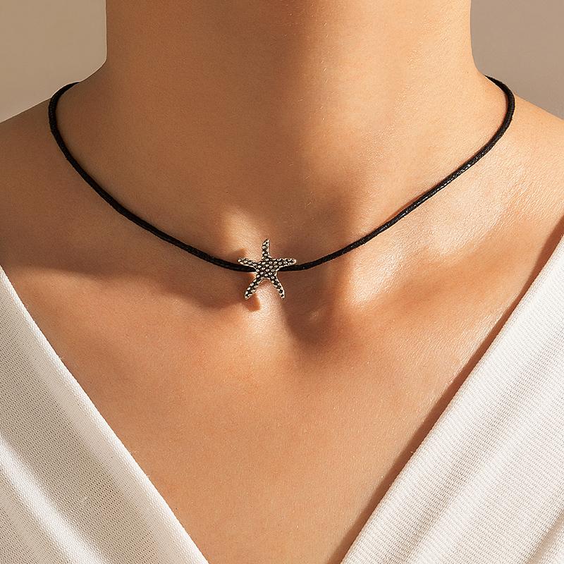 

Chokers HuaTang Retro Starfish Necklace For Women Bohemian Geometry Silver Color Alloy Choker Lady Party Jewelry Accessories 20102