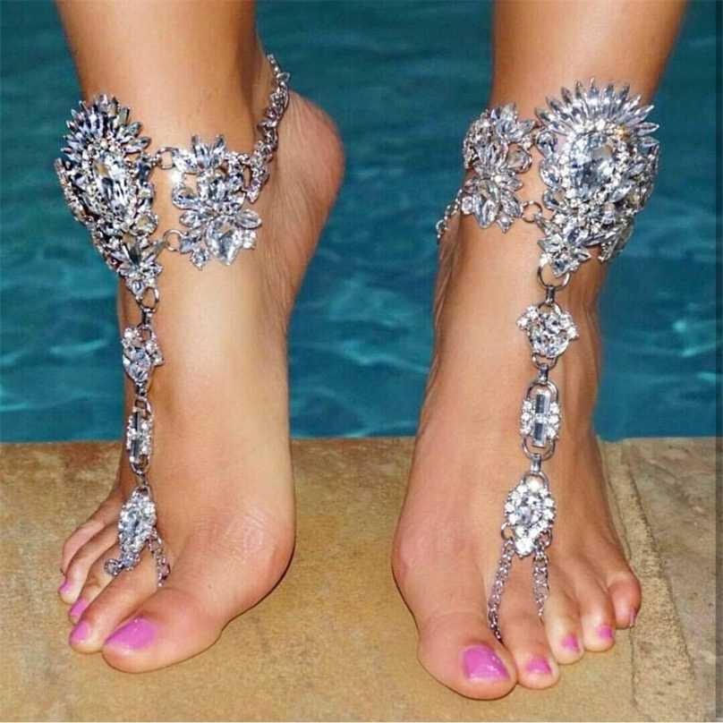 

Miwens Fashion Anklets&Bracelets Barefoot Sandals Beach Foot Jewelry Sexy Pie Summer Female Boho Crystal Anklet 211018