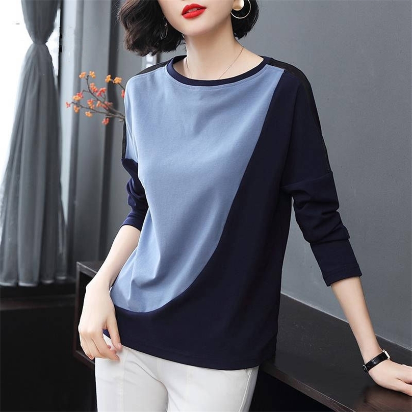 

Spring Winter Long Sleeve T-Shirt Women's Korean Style Loose Oversized Bottoming t 210720, 01