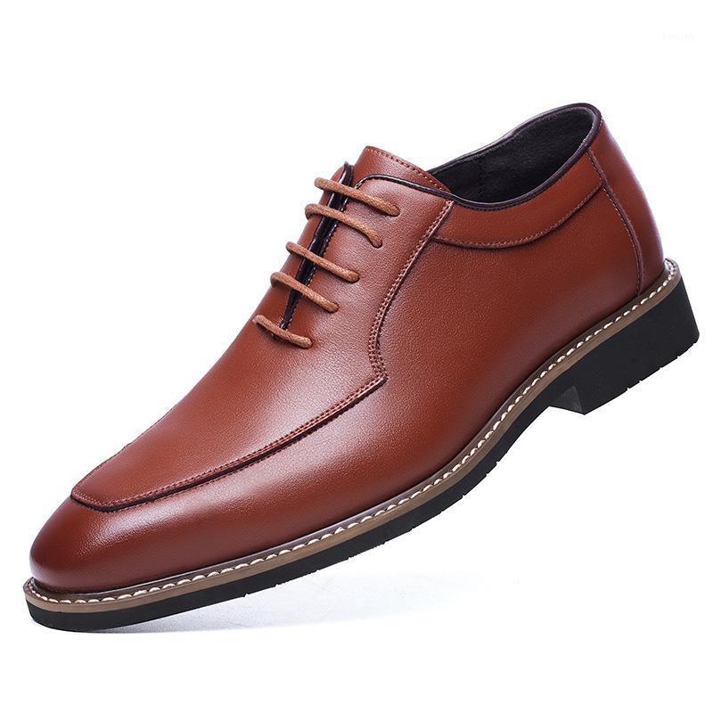 

Dress Shoes 2021 Men's Leather British Retro Style Pointed Toe Trend Polished Bright Business Knot Single, Black