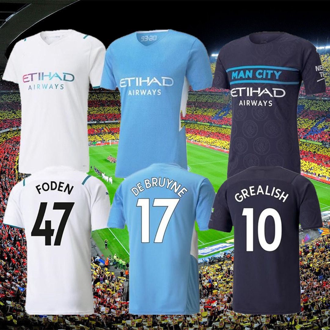 

Fans Player version Manchester soccer jersey 21 22 G. JESUS CITY STERLING FERRAN DE BRUYNE foden 2021 2022 football shirts MAN uniform men + kids kit sets, Away adult kit