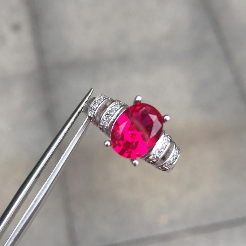 

Cluster Rings ECHSUN Women's Gemstone Ring Color Jewelry 925 Silver Inlaid Natural Red Style Simple And Wild Stone