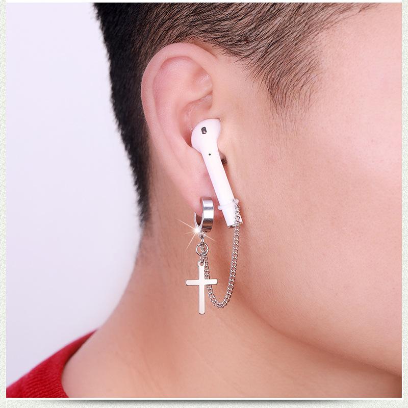 

Dangle & Chandelier Cute Punk Unisex Primary Color Stainless Steel Chain Earrings Anti-lost Earphone Silicone Anti-skid Buckle Fashion Acces