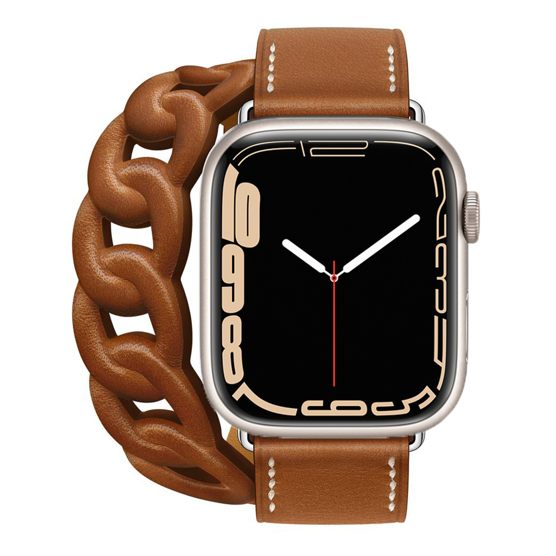 

Gourmette Leather Double Tour Strap For Apple Watch 7 band 45mm 41mm correa 42 38mm bracelet iwatch series 6 5 4 3 Se 44mm 40mm