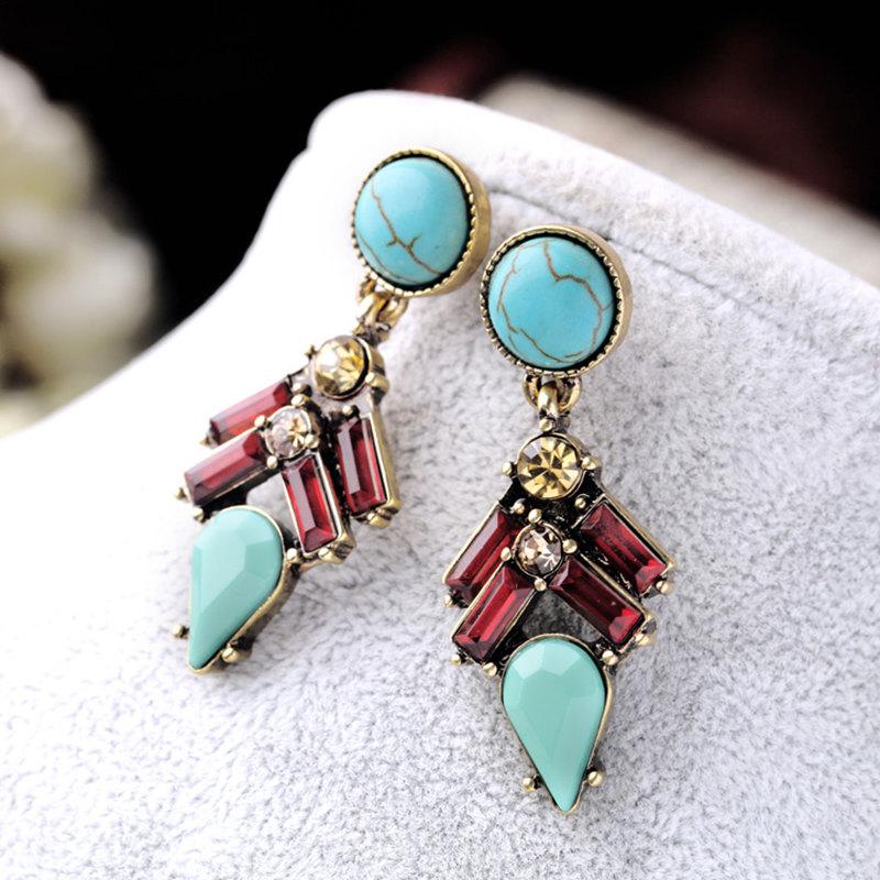 

Dangle & Chandelier LUBOV Retro Natural Stone Mixed Joker Bohemia Drop Earrings For Women And Girls Trendy Rhinestone Accessories Jewelry Gi, Silver