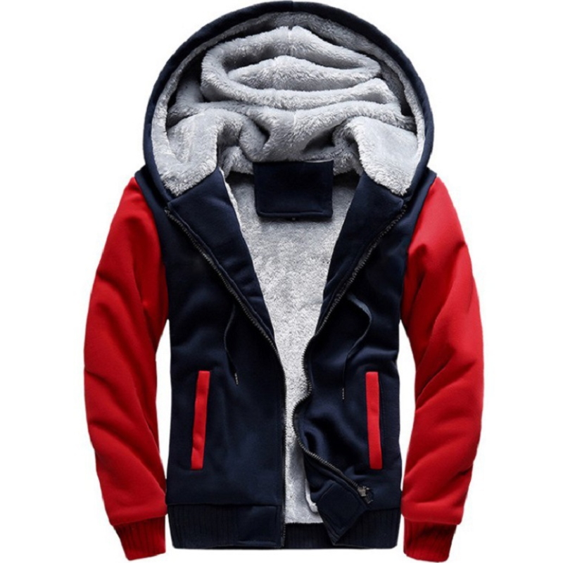 

men's winter thicken fleece sherpa lined zip up hoodie heavyweight jacket, Multi