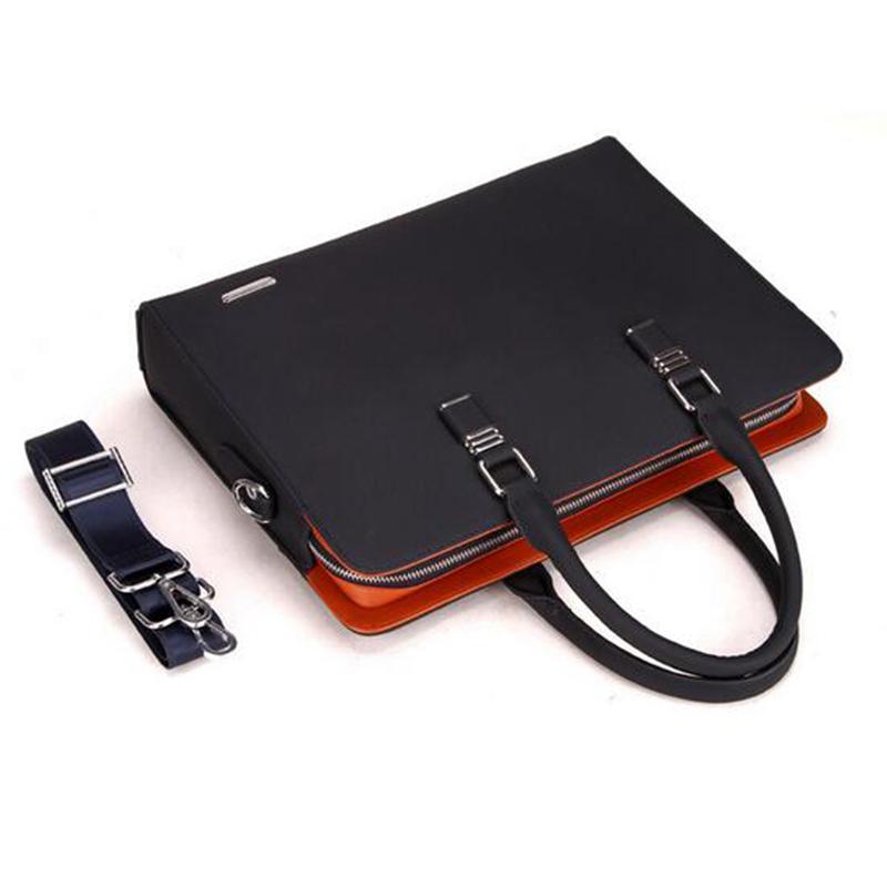 

New Cow Genuine Leather Business Men's Briefcase Male Shoulder Bag Real Leather Men Messenger Bag Tote Computer, Black