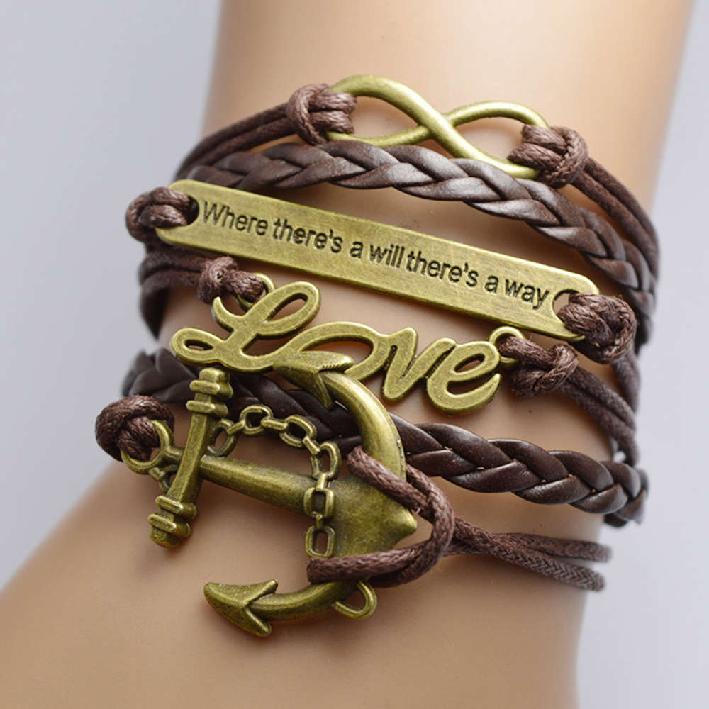 

Jewelry GuQing love infinite anchor multi layer Bracelet 1, Golden;silver