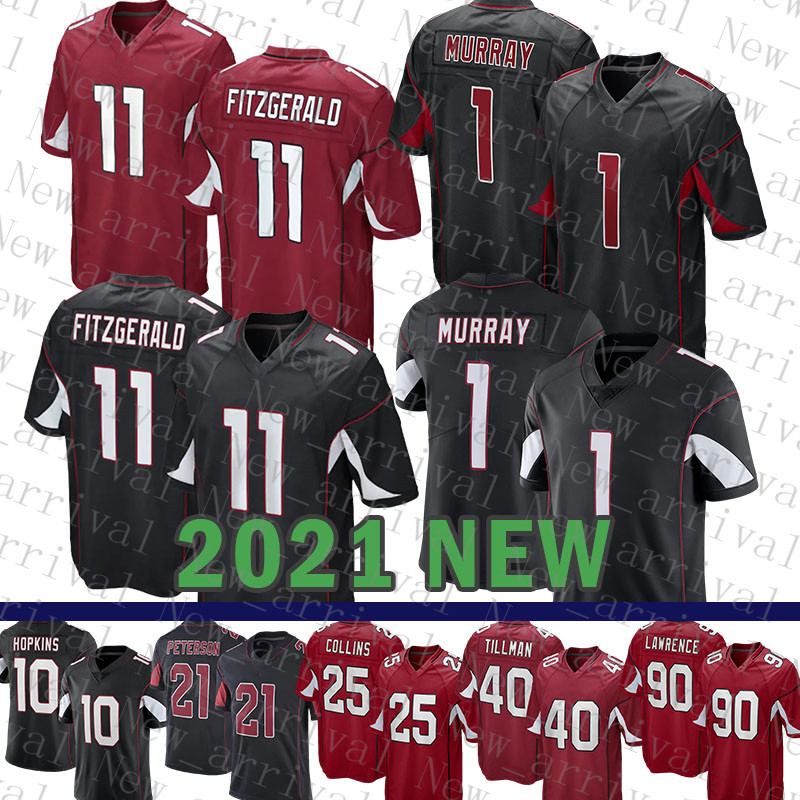 

2021 New Arizona Mens Cardinal American Football Jersey 11 Larry Fitzgerald 1 Kyler Murray 10 DeAndre Hopkins 25 Zaven Collins 40 Pat Tillman 3 Budda Baker Peterson, Mens-hongque