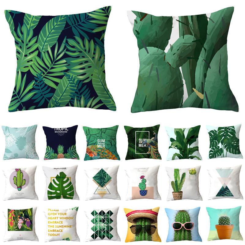 

Cushion/Decorative Pillow Tropical Plant Leaves Print Cushion Covers Monstera Palm Cactus Decorative Livingroom Pillowcase Modern Couch Thro