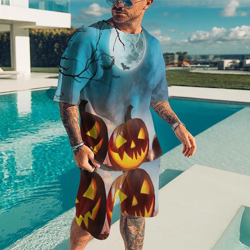 

Jogging Clothing Halloween Costume Men's Anime T-Shirt Shorts Suit Sportswear Jerseys Short Sleeve Pants O Neck Tops Beach Summer Men Sweats, Black;red