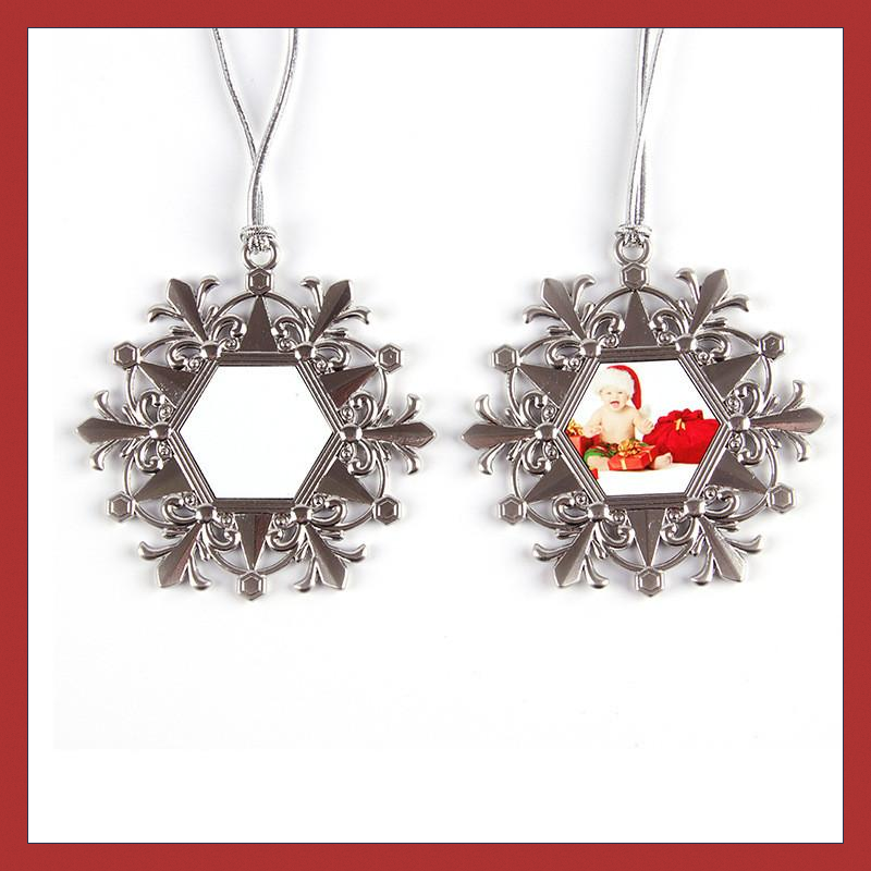 

Snowflake Pendants Sublimation Christmas Ornaments Metal Thermal Transfer Printing Blank Ornament White Customized DIY Tree Decor 591