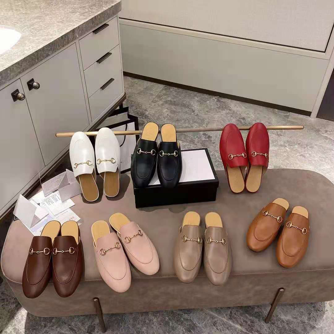 

Classic half slipper fashion versatile Leather Flat loafer size: 34-42, Black