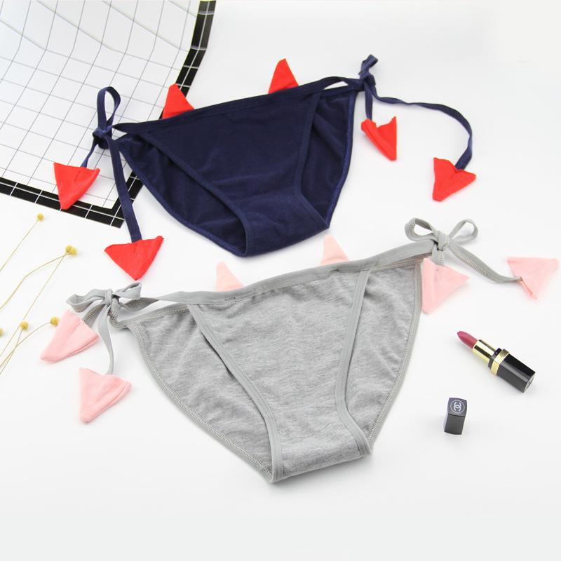

Women's Swimwear Cute Women Underwear Solid Briefs Lacing Soft Soild Ladies Panties Famale High Quality Cotton Low Waist Bikini, Black
