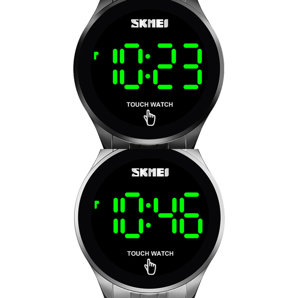 

SKMEI Fashion Men Led Light Touch Screen Digital Watches StainlSteel Waterproof Male Wristwatch Clock Relogio Masculino 1579 X0524, Black
