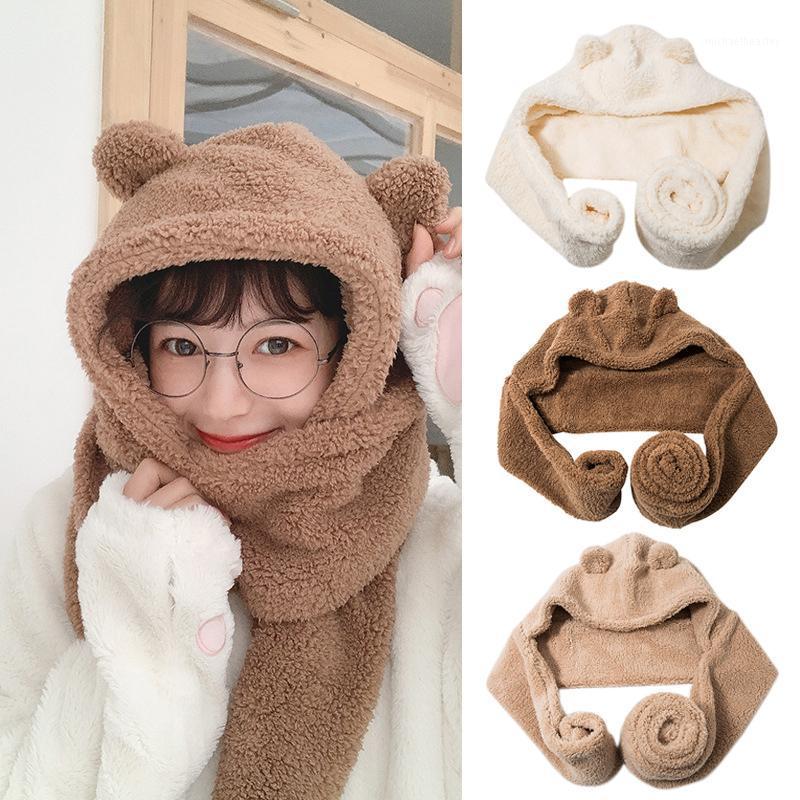 

Scarves Cute Bear Ears Warm Hat Scarf Women Girls Winter Durable D88