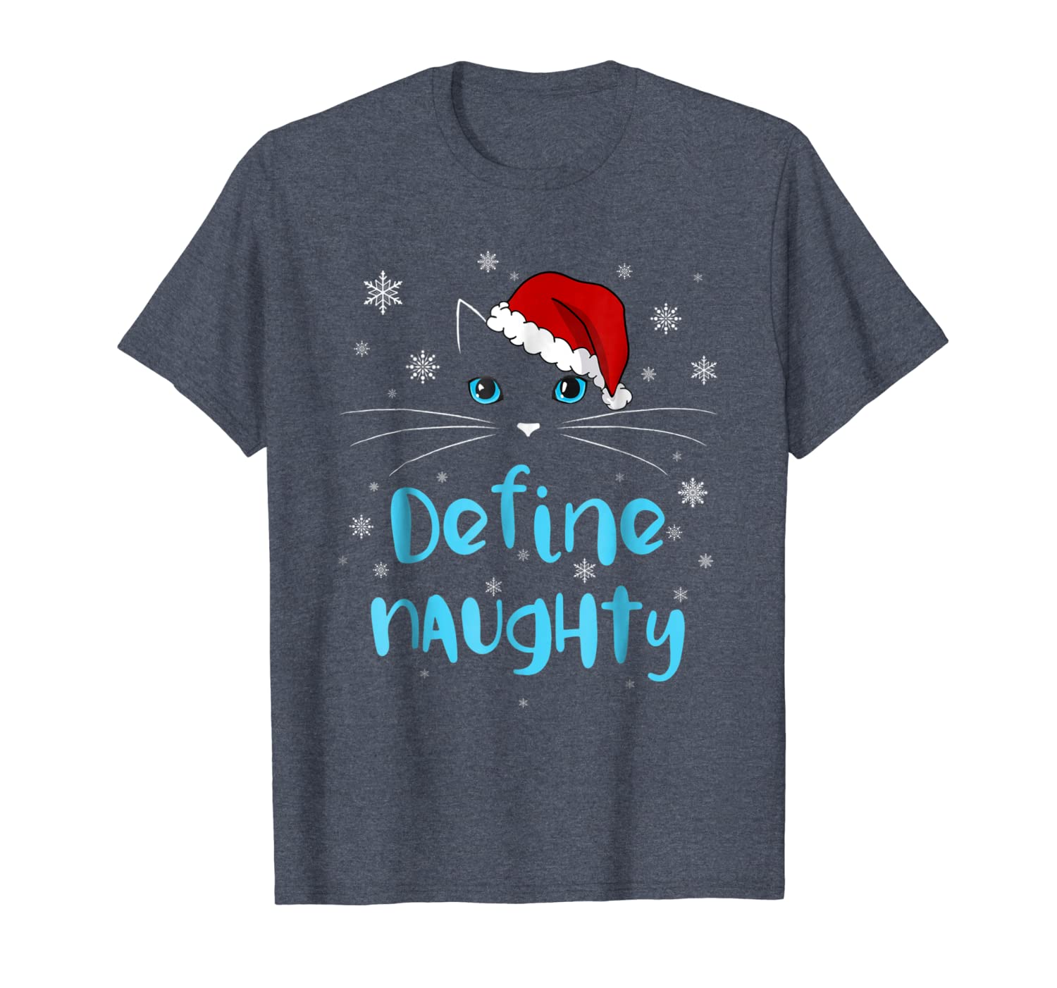 

funny meowy xmas santa cat lovers define naughty pajama tee, White;black
