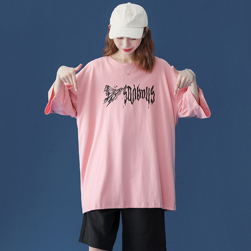 

Cotton Print O-neck Female Tshirt Short Sleeve All-match Simple Loose Casual Women's Tshirts Summer Ladies Tops Harajuku 210518, 02 light blue