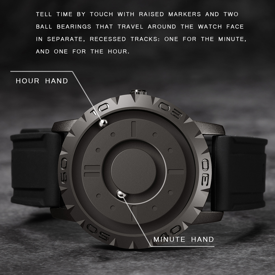 

Eutour original brand new magnetic pointer free concept quartz watch mens watch fashion rubber strapg