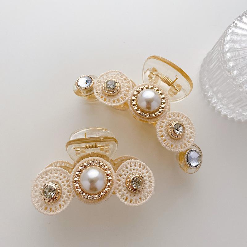 

Hair Accessories Pearl Claw For Women Ladies Makeup Barrettes Korean Cross Crab Clip Fashion Girl Headwear