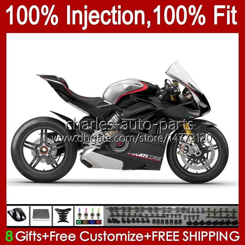 

Gloss Black Injection Mold Bodys For DUCATI Street Fighter Panigale V 4 V4 S R V4S V4R 18-21 Bodywork 41No.1 V4-S V4-R 18 19 20 21 V-4S V-4R 2018 2019 2020 2021 OEM Fairing, No. 1