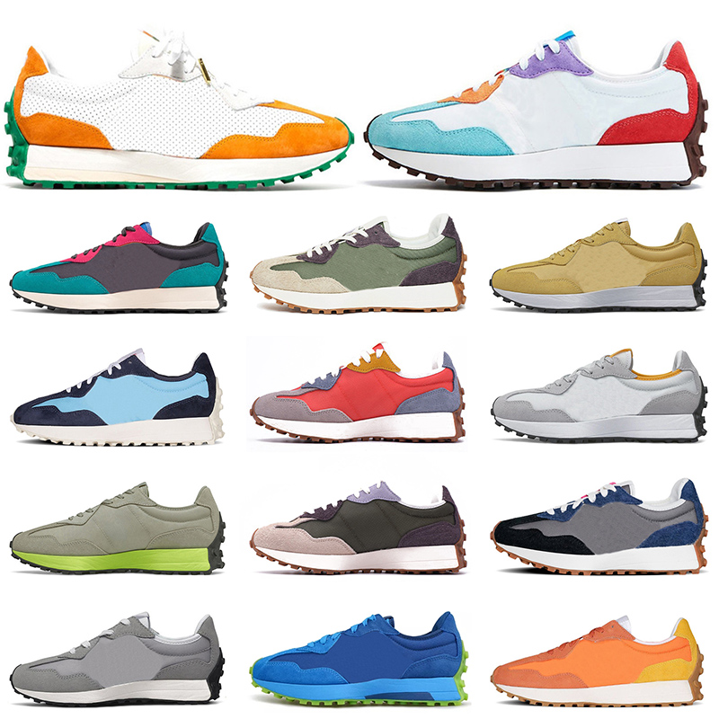 

Wholesale 2021 Balance 327 For Mens Womens Running Shoes Castle Rock Vibrant Orange Neon Soles Navy White Breathable Outdoor Tennis Sneakers