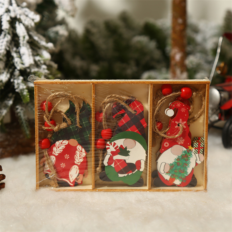 

Christmas Supplies Home Decoration Props Painted Cute Forest Man Pendant Christmas Gift Wooden Pendant