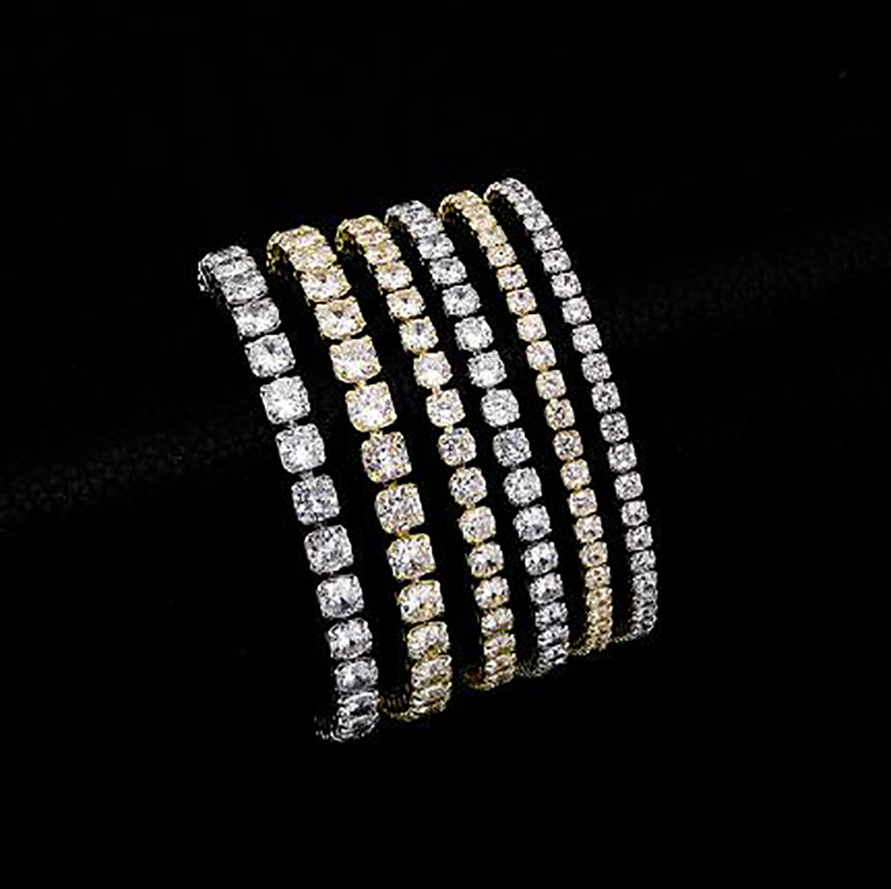 

European and American tennis braclets Hip-hop Tide 14k gold plated Zircon-microencased 3mm 4mm 5mm bracelet