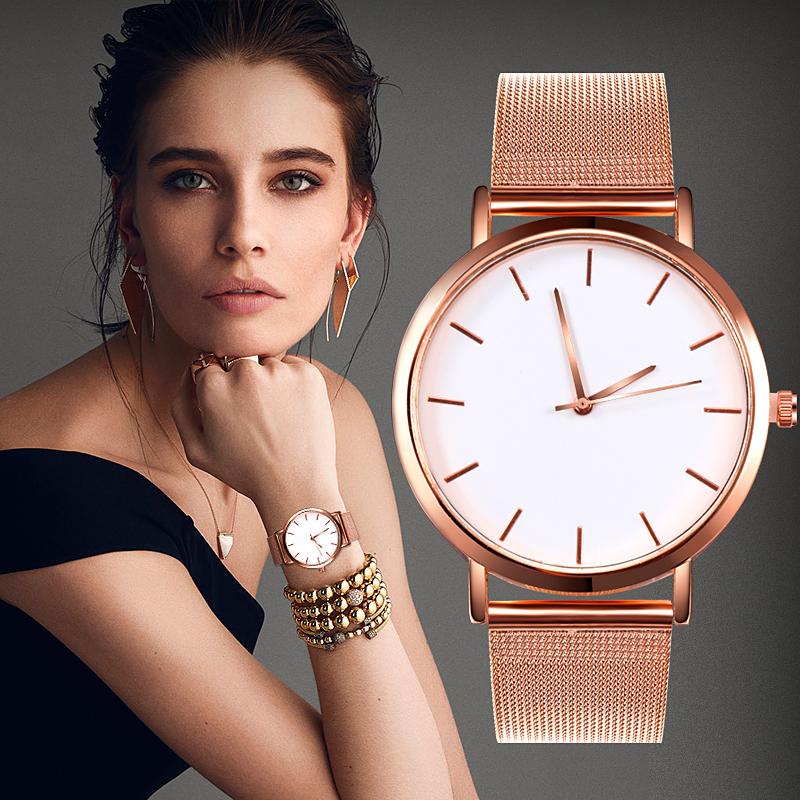 

Wristwatches Luxury Fashion Women Watches Simple Romantic Rose Gold Watch Women's Wrist Ladies Relogio Feminino, Silver
