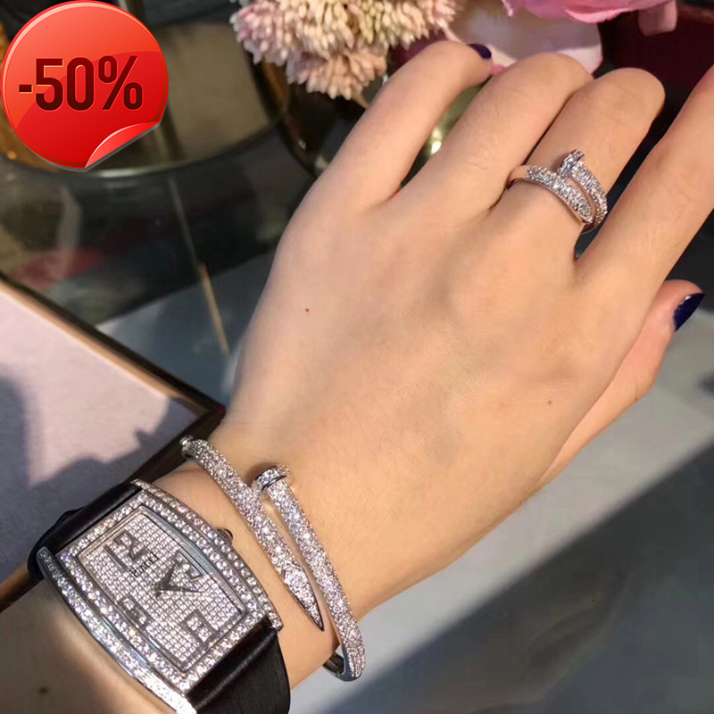 

Star bracelet plated with 18K real gold, diamond nail bracelet, Japanese and Korean ring tide plate