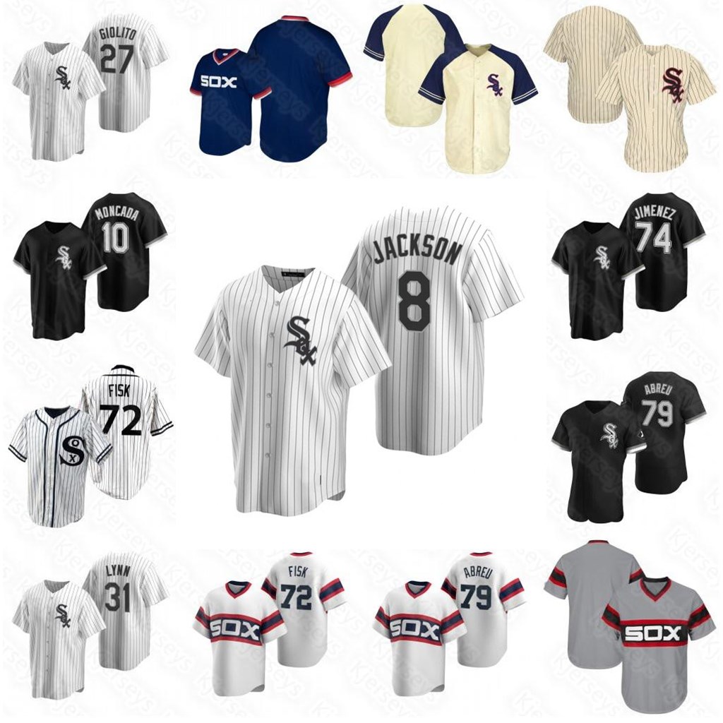 

8 Bo JacksonChicago 72 Carlton Fisk Jersey White Sox 79 Jose Abreu 10 Yoan Moncada 74 Eloy Jimenez 7 Tim Anderson 88 Luis Rober 34 Garrett C, Blue;black