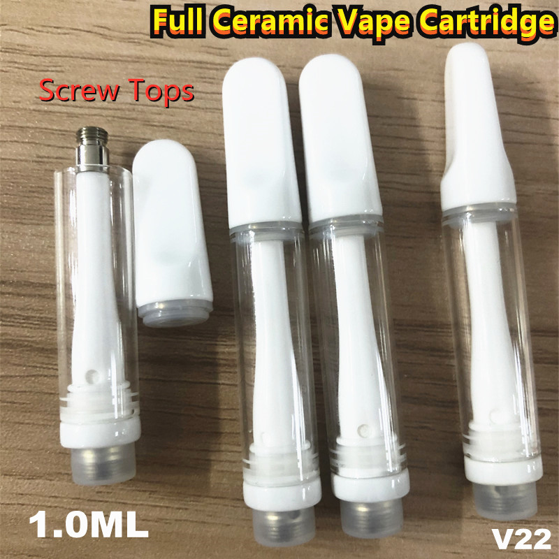 

Full Ceramic Vape Cartridge Screw Tops Packaging D8 Thick Oil Atomizer Carts 1.0ML Lead Free Empty Vapes Pen 510 Cartriges E-Cigarettes Atomizers USA STOCK