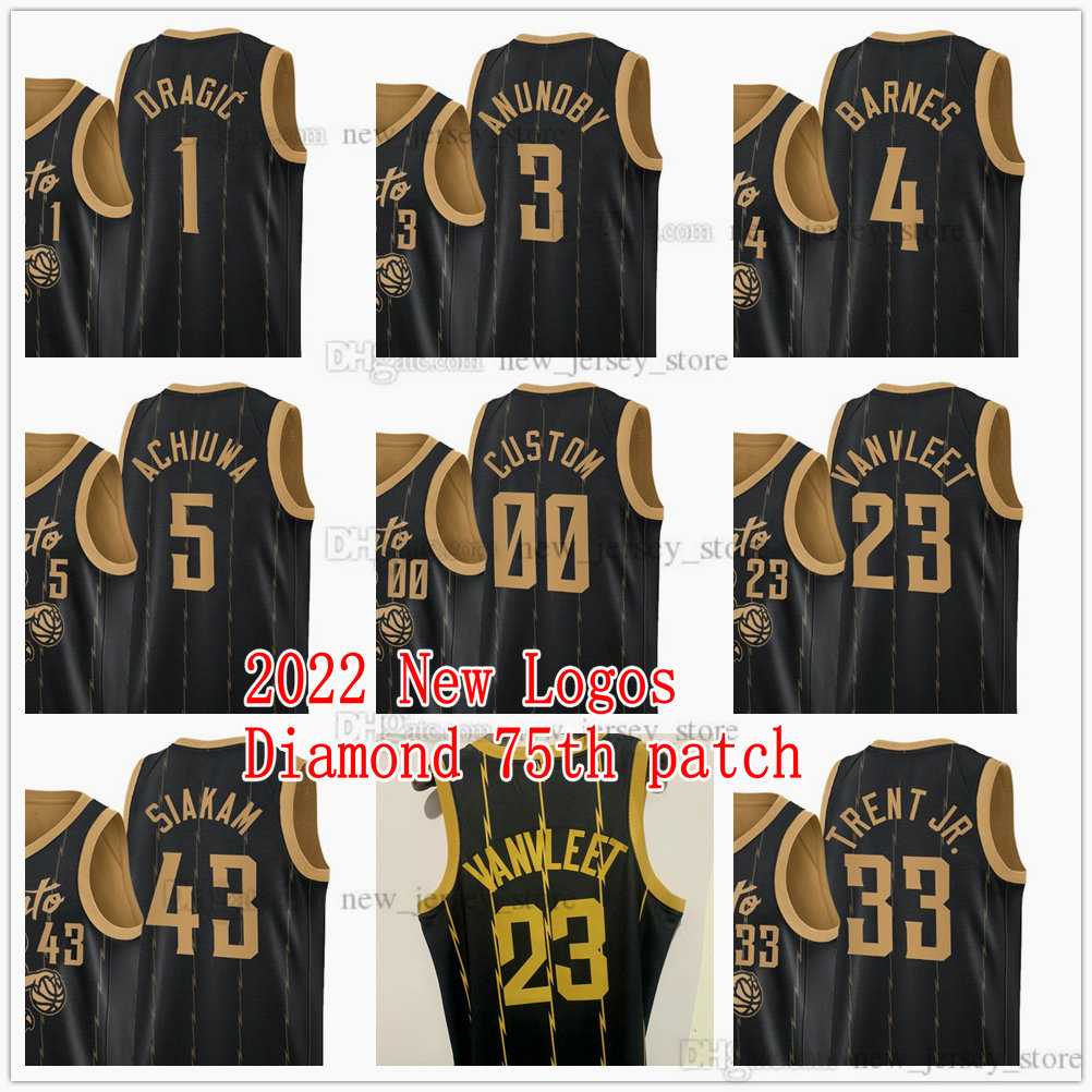 

Diamond 75th Anniversary 2021-22 Black City Basketball Jerseys 4 Scottie Barnes Pascal 43 Siakam Fred 23 VanVleet Goran 1 Dragic 33 Gary Trent Jr. 5 Achiuwa OG 3 Anunoby, Printed