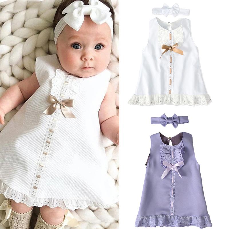 

Girl's Dresses 1 Year Baby Girl Birthday Dress For Party With Headband One Christening Clothes, 03