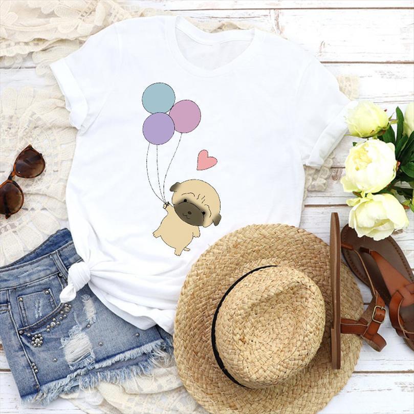 

men graphic cartoon dog funny t shirt sweet love animal balloon 90s tees print clothing female mens, White;black