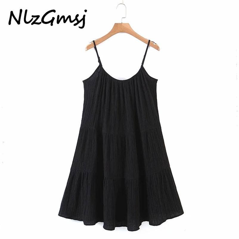 

Dres Black Sleeveless Sexy Lady Casual Loose Spaghetti Strap Mini es 03 210628, As picture