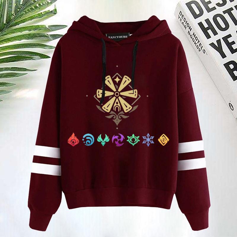

Women's Hoodies & Sweatshirts Fashion Brand Womens 2021 Spring Autumn Male Casual Genshin Impact Stripe Sweatshirt, Black