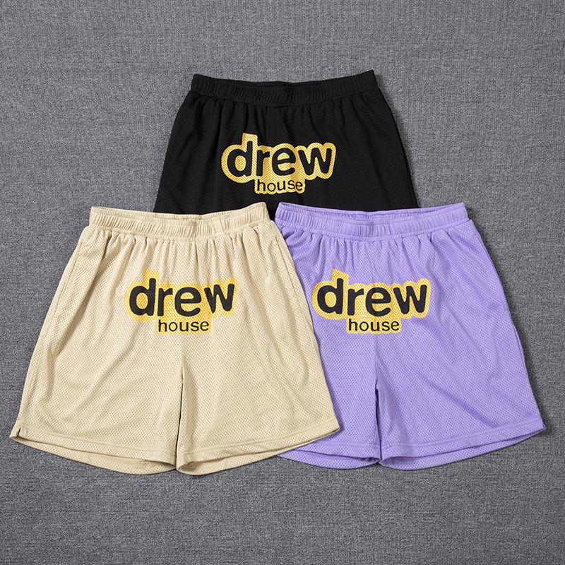

high house Drew edition shorts ins super hot brand letter printing mesh breathable 5-point sweatpants men's fashion, White;black