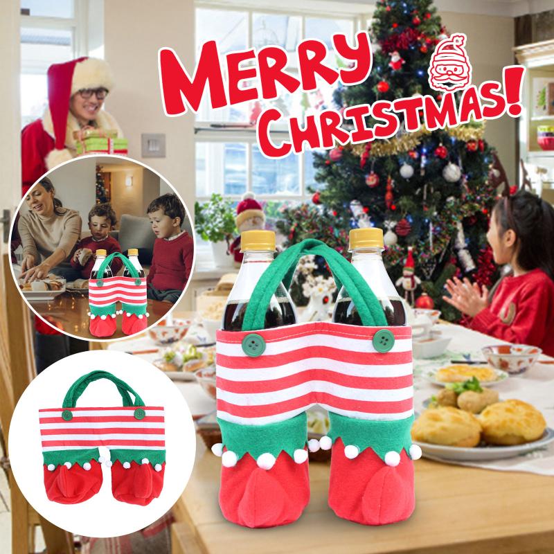 

Christmas Decorations 1PC Medium Elf Candy Bags Velvet Santa Claus Pants Gift Bag Holiday Party Decor Socks