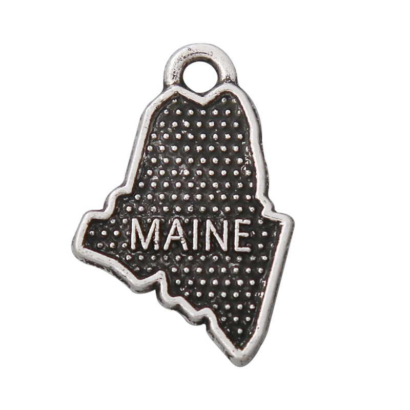 

Online Wholesale Antique Silver Plating Maine State Map Charms 13*20mm 50pcs AAC801