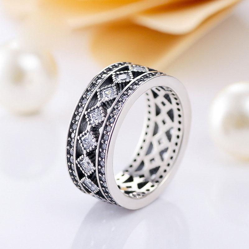 

Factory wholesale 925 Sterling Silver Geometry Ring with Cz Stones Fit Jewelry Engagement Wedding Lovers Fashion Ring For Women