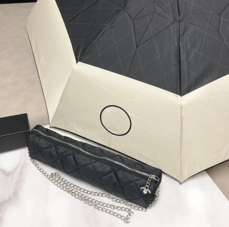 Elegant Designer cc Umbrella Patchwork Sun Rain Women Parasols Girl Folding chan Umbrellas K260224-image-1095331509