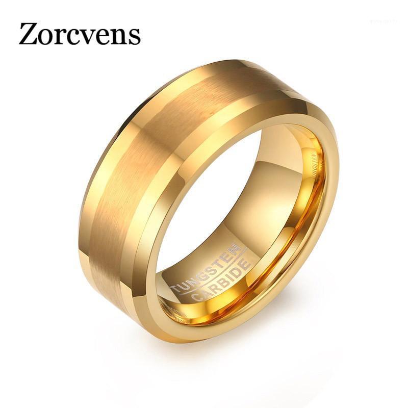 

Cluster Rings ZORCVENS Gold-color Tungsten For Men Jewelry 8MM Male Wedding1