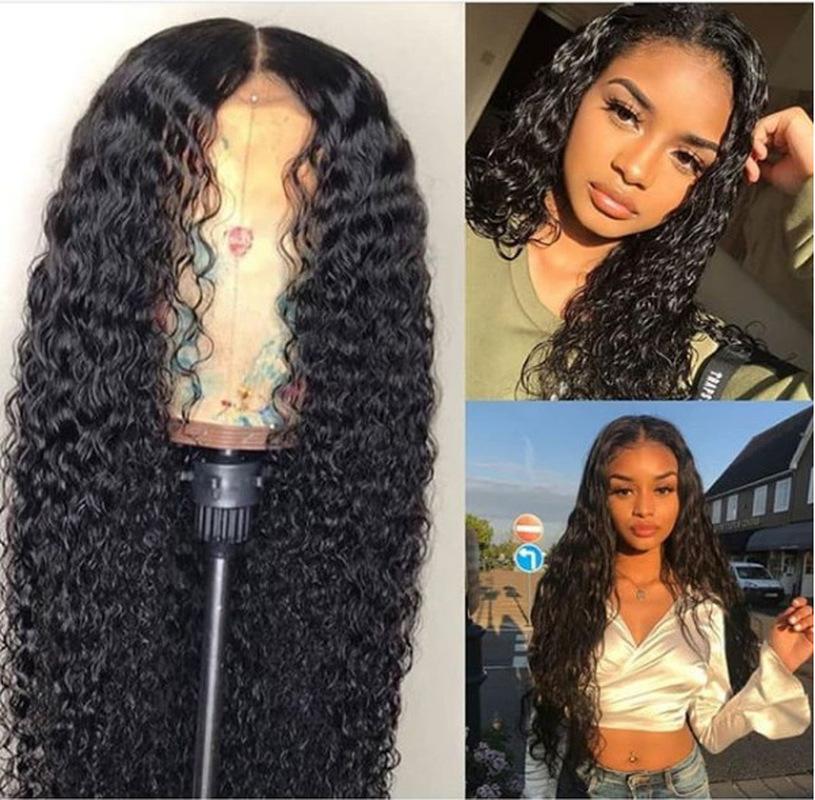 

manufacture Lace Front Human Hair Wigs for Black Women Deep Wave Curly Hd Frontal Bob Wig Brazilian Afro Short Long 30 Inch Water Wig Full, Natural color