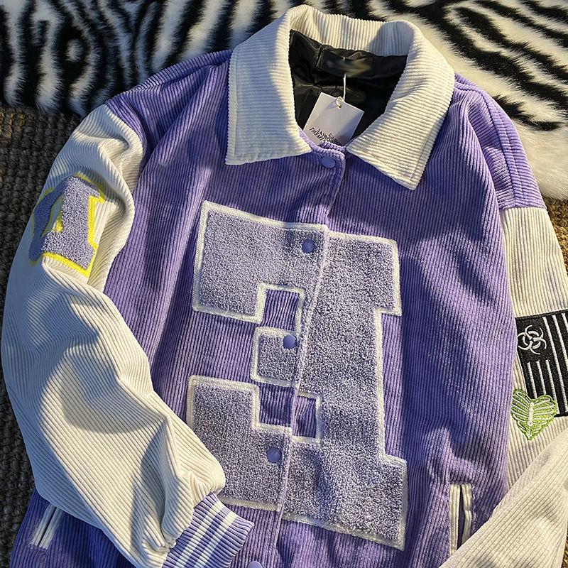 

Women's Jackets Autumn Corduroy Oversize Jacket Female Tide Brand Couple Loose High Street Baseball Uniform Women Coat